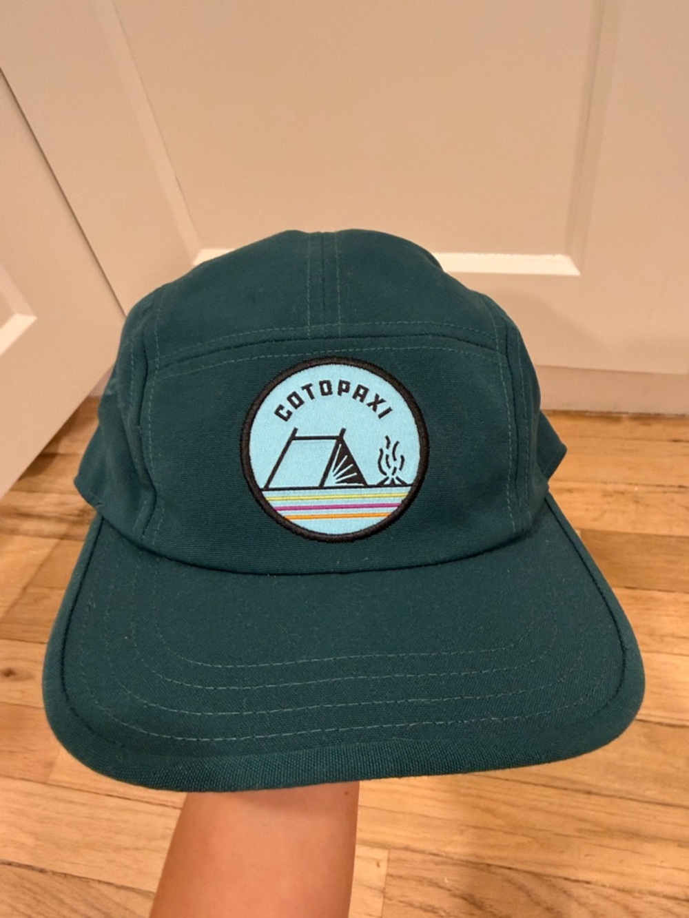 cotopaxi dark teal camp patch cap